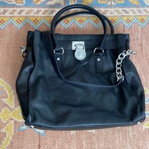 Micheal kors large Hamilton bag - black and silver